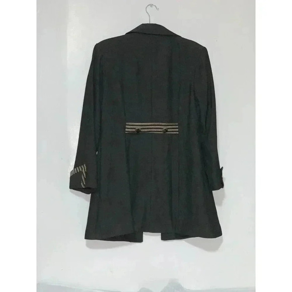 Women's Dig Wah Korean Style Casual Striped sleeves wool Blazer button up XL - Picture 4 of 11